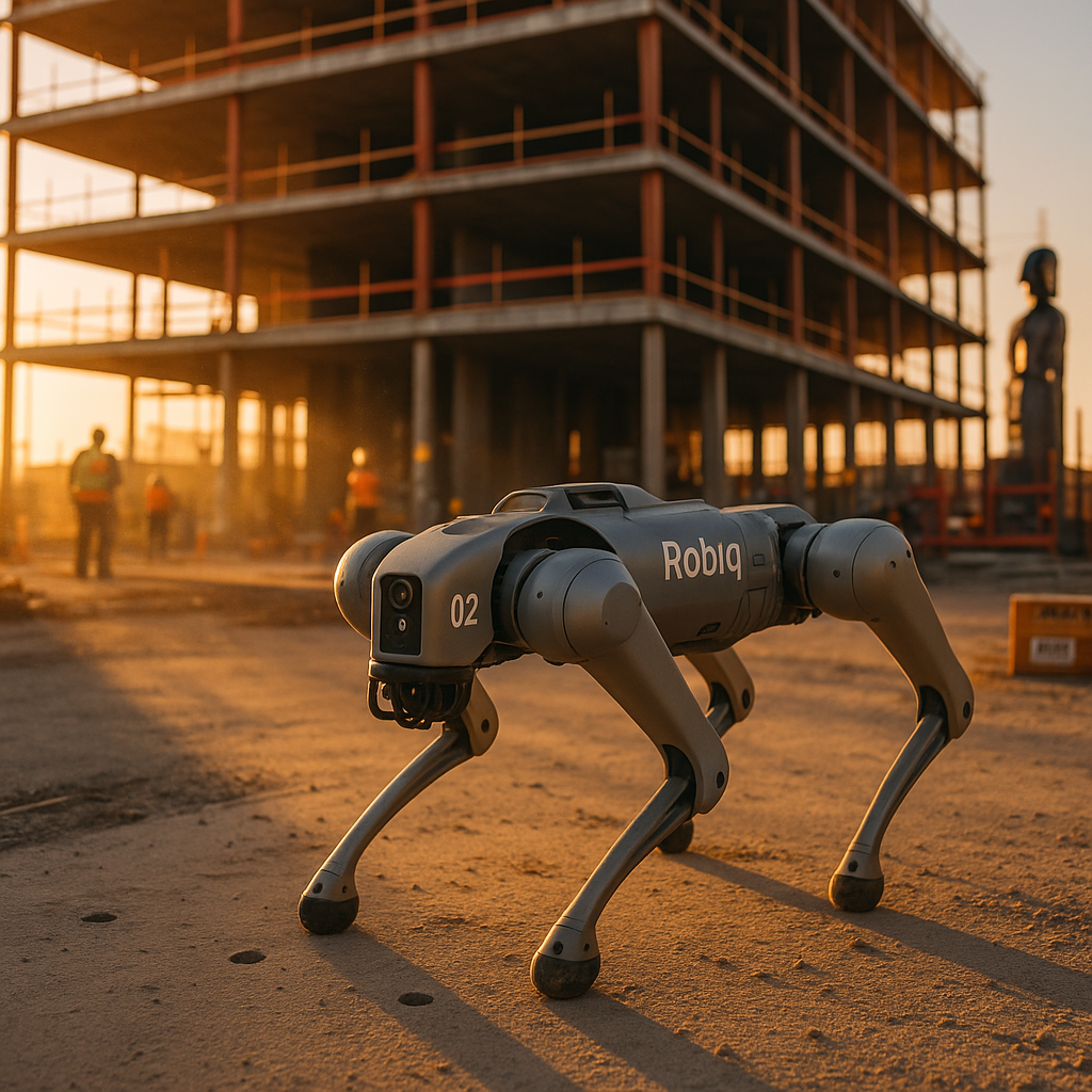Robodog capturing weekly progress at a construction site with lidar